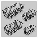 Daanxw Pegboard Baskets,Pegboard Accessories,Can be Used to Store Items That Are Not Easy to Hang on a Pegboard (4pcs) (Black Light-Duty)