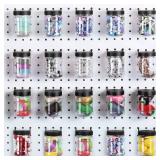 Unittype 20 Set Pegboard Organizer Accessories Peg Boards Jars with Lids Plastic Pegboards Bins Storage Containers Clear Peg Board Wall Organizer for Garage Sewing Office Home Supplies(Black)