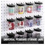 Unittype 20 Set Pegboard Organizer Accessories Peg Boards Jars with Lids Plastic Pegboards Bins Storage Containers Clear Peg Board Wall Organizer for Garage Sewing Office Home Supplies(Black)