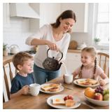 Japanese Tetsubin Cast Iron Teapot, 40oz (1200ml) Enamel-Coated Stovetop Kettle with Stainless Steel Infuser & Heat-Resistant Handle, Traditional Iron Pot for Tea Ceremony (Black Gold)