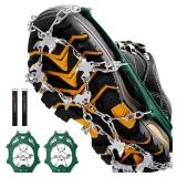 Crampons Ice Cleats Traction Snow Grips for Boots Shoes Women Men Anti Slip 19 Stainless Steel Spikes Safe Protect for Hiking Fishing Walking Climbing Mountaineering