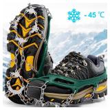 Crampons Ice Cleats Traction Snow Grips for Boots Shoes Women Men Anti Slip 19 Stainless Steel Spikes Safe Protect for Hiking Fishing Walking Climbing Mountaineering