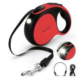 WRSOMIT Retractable Dog Leash with Chew Proof Cable and LED Flashlight, 16Ft Heavy Duty Dog Leash for Medium Large Dogs up to 110lbs, 360Â° No Tangle (Red+16ft+LED)