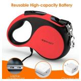 WRSOMIT Retractable Dog Leash with Chew Proof Cable and LED Flashlight, 16Ft Heavy Duty Dog Leash for Medium Large Dogs up to 110lbs, 360Â° No Tangle (Red+16ft+LED)