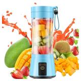 YFIXQNSU Portable Blender for Smoothies and Shakes - Mini Blender with 6 Stainless-Steel Blades for Powerful Mixï¼ Juicer with 380Ml Travel Cup for Picnic/Gym/Office