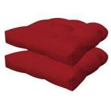 Red throw pillows approximately 16x16 in two pack