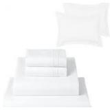 White shit set with fitted sheet flat sheet two pillow case