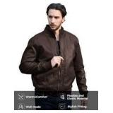 Wenven Brown Leather Bomber Jacket size medium