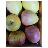 Wooden Apple Crate with Fresh Picked Plastic Apples and Pears