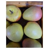 Wooden Apple Crate with Fresh Picked Plastic Apples and Pears