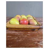 Wooden Apple Crate with Fresh Picked Plastic Apples and Pears