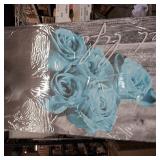 SZDHHH Teal Rose Wall Art for Couples Master Bedroom Decor Framed Flower Canvas Print Black and White Vintage Romantic Sweet life Floral for Living Room Bathroom Decoration Artwork 29x58inch