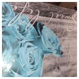 SZDHHH Teal Rose Wall Art for Couples Master Bedroom Decor Framed Flower Canvas Print Black and White Vintage Romantic Sweet life Floral for Living Room Bathroom Decoration Artwork 29x58inch