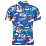 uideazone Men Ugly Christmas Hawaiian Shirt Santa Claus Party Aloha Beach Shirt Navy Blue 3XL