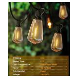 Outdoor String Lights Waterproof, 25 Feet Patio Lights with 13 ST38 Edison Bulbs(1 Sqare), Hanging Lights with Plug in Cord for Porch, Blacony, Backyard, Bistro, Garden, 2700K