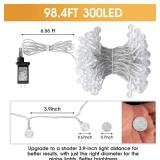 Heceltt 98.4ft 300LED Globe String Lights Outdoor,Crystal Fairy Light IP44 Waterproof Outdoor Hanging Decorative Lights for Home Tent Patio Garden Party Wedding Decor