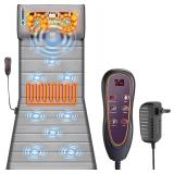 Full Body Massage Mat, Back Massage Pad with 10 Vibration Motors, 3 Heating for Pain Relief Timer Heated Back Massage Mattress Neck Massager Cushion, Gifts for Dad Mom, Grey