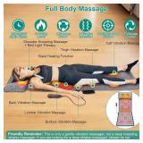 Full Body Massage Mat, Back Massage Pad with 10 Vibration Motors, 3 Heating for Pain Relief Timer Heated Back Massage Mattress Neck Massager Cushion, Gifts for Dad Mom, Grey