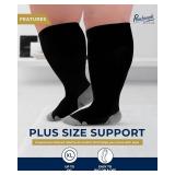 Pembrook Plus Size Compression Socks Wide Calf - Up to 6XL | Black Wide Calf Compression Socks Women Plus Size