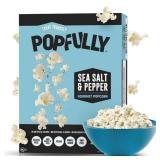 2 Boxes! POPFULLY Sea Salt & Pepper Popcorn, Sharing Bags, Savory Flavor, Big Pop, Micro Popcorn Bags - 3-Pack/each