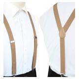 JEMYGINS Solid Color Mens Suspender with 3 Strong Clips Adjustable Braces