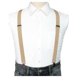 JEMYGINS Solid Color Mens Suspender with 3 Strong Clips Adjustable Braces