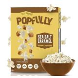 TWO BOXES - POPFULLY Sea Salt Caramel Popcorn Fully Pops, Sharing Bags, Sweet & Salty, Big Pop, Micro Popcorn Bags, 3-Pack