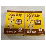 TWO BOXES - POPFULLY Sea Salt Caramel Popcorn Fully Pops, Sharing Bags, Sweet & Salty, Big Pop, Micro Popcorn Bags, 3-Pack
