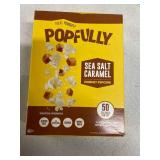 TWO BOXES - POPFULLY Sea Salt Caramel Popcorn Fully Pops, Sharing Bags, Sweet & Salty, Big Pop, Micro Popcorn Bags, 3-Pack