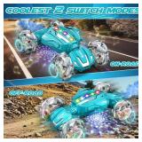 Gesture Sensing RC Stunt Car, Boys Toys Age 6-12, 4WD Hand Controlled Remote Control Car with Light & Music, 360 Rotation Christmas Birthday Gift for Boys Girls Age 6 7 8 9 10 11+(Lagon Blue)
