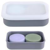 Large Travel Soap Case, Leakproof Shampoo Bar Holder, Silicone Travel Soap Container, Portable Soap Box with Drainage Pad for Hiking Traveling Shower (Translucent Gray)