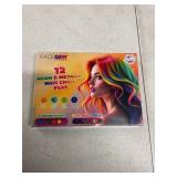 12 Hair chalks, 12 NEON & METALLIC hair chalk, Non-Toxic Easy Washable Hair Dye Colourful, METALLIC & NEON hair chalk - Perfect for Festivals, Halloween, Parties, hair chalks for girls