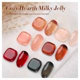 Born Pretty Jelly Gel Nail Polish Set Fall Winter Brown Blood Red Burgundy Black Gel Polish Sheer Milky Nude Transparent Gel Polish Set Nail Art Varnish Manicure Collection Gift 7ML 6PCS