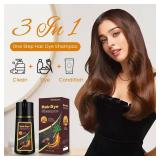 Cherry Brown Hair Dye Shampoo 3 In 1, Instant Natural Hair Color for Women & Men Treated Shampoo Para Canas, Salon-Grade Root Touch-Up - Lasts 30 Days, Beginner-Friendly, 500ml
