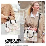 Clastyle Leaves Women Lunch Box Bag Large Camping Adult Lunch Tote Insulated Cooler Bag for Office Work Picnic,Boho Flower