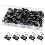Ufmarine 120 Pcs Mini Binder Clips, Small Binder Clips Black, 15mm Paper Clips for Office
