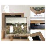 Pinetree Art Funny Framed Easter Canvas Wall Art for Living Room, Cute Ghosts at Wildflower Meadow Painting Prints- Vintage Spooky Wall Art for Bedroom Home Decor (12" x 16", K)