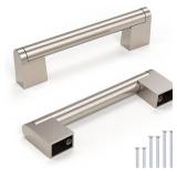 Knobonly 30 Pack Dresser Handles 3-3/4 inch (96mm) Hole Centers, Cabinet Pulls Brushed Nickel, Kitchen Cabinet Handles