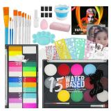 Face Painting Kit,18 Color+15 Color Non-toxic Water Activated Face Paint Palette,Halloween Makeup Kit.Ideal for Halloween,Carnival,Cosplay,Party,Arty Stage Makeup.