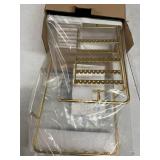 Lolalet Jewelry Organizer Stand, No Assembly Needed Display Storage with Rotating Earring Holder for Necklace Bracelet Rings, Galentines Valentines Gifts Room Dorm Decor for Women Girls -Gold