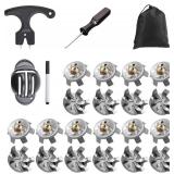 25 Pcs Golf Spikes Replacements Set with 20 Golf Shoe Cleats and 5 Spike Tool for Lawn Cricket Shoe Player Lover (Grey)