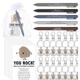 15 Sets Valentines Thank You Gifts You Rock Pens Keychains with Cards Bags Positive Employee Appreciation Gifts for Coworker Team, 5 Styles