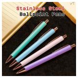 Sooez Luxury Series Ballpoint Pens, 4Pcs Stylish Ballpoint Pens for Women, Stainless Steel Metal Pen Retractable, 1.0mm Point Black Ink, Cute Fancy Gifts for Women Coworkers Teacher