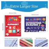 Magic Grooved Writing Practice for Kids Ages 3-8,Jumbo Reusable Grooved Handwriting Workbooks Kit(7 Books+Pens),Learn to Write Letters, Numbers, Math & Drawing,10.2"x7.3" Large Size