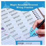 Magic Grooved Writing Practice for Kids Ages 3-8,Jumbo Reusable Grooved Handwriting Workbooks Kit(7 Books+Pens),Learn to Write Letters, Numbers, Math & Drawing,10.2"x7.3" Large Size
