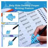 Magic Grooved Writing Practice for Kids Ages 3-8,Jumbo Reusable Grooved Handwriting Workbooks Kit(7 Books+Pens),Learn to Write Letters, Numbers, Math & Drawing,10.2"x7.3" Large Size