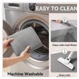 Long Kitchen Runner Rugs Sets of 2 PCS Non Slip Washable, Linen-Like 0.3" Thick Cushioned Absorbent Kitchen Mats for Floor, Mild Anti-Fatigue Sink Laundry Standing Mat, Gray 17"x30"+17"x71"