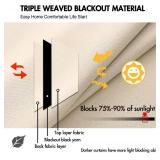 ANRODUO Rod Pocket and Back Tab Pleated Blackout Curtains with Hooks, Rings, Beige Curtains 63 Inches Long 2 Panels, Thermal Insulated Room Darkening Living Room Bedroom Curtain, 42x63 Inches