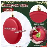 48 Pcs 4 Inch DIY Christmas Ornaments Red Blank Ball Ornament Xmas Plastic Matte Flat Discs Christmas Tree Hanging Ornament Decorations DIY Crafts Painting Drawing Stickers Decals
