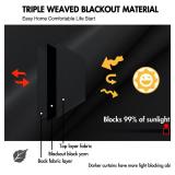 ANRODUO Rod Pocket and Back Tab Pleated Blackout Curtains with Hooks, Rings, Black Curtains 54 Inches Long 2 Panels, Thermal Insulated Room Darkening Living Room Bedroom Curtain, 42x54 Inches